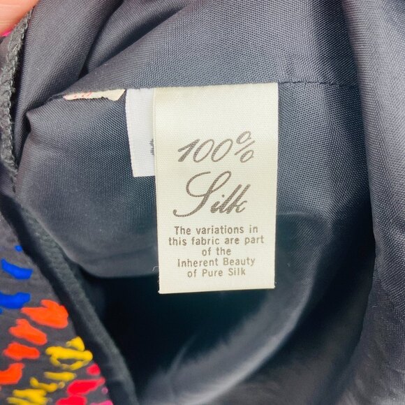 DAVID HAYES Saks Fifth Avenue Vintage 100% Silk Shoulder Pad Shift Dress Size 8 - Picture 7 of 8